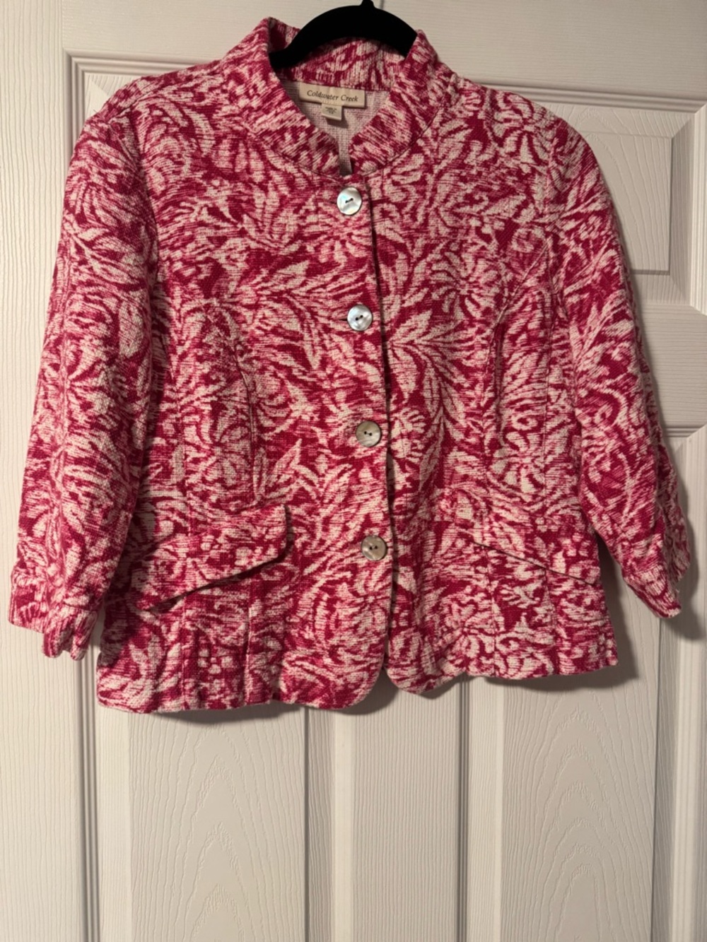 Coldwater Creek Pink & White Button Jacket